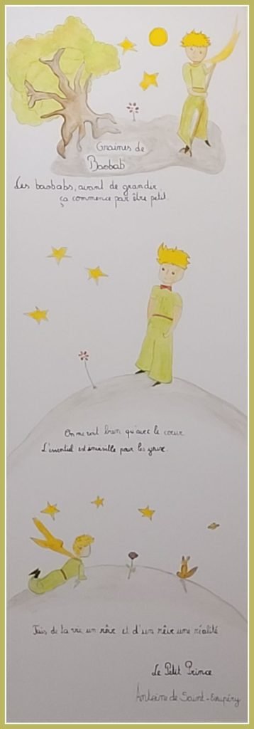 Gemälde von 'Der kleine Prinz' vom Schriftsteller Antoine de Saint Exupéry. Es diente als kleines Geschenk für die Firma aixigo - Diving the New Wealth Experience und Amundi - Credit Agricole Group