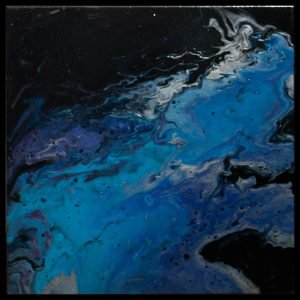 Blau, schwarz, abstraktes Gemälde 1 aus einem Duo